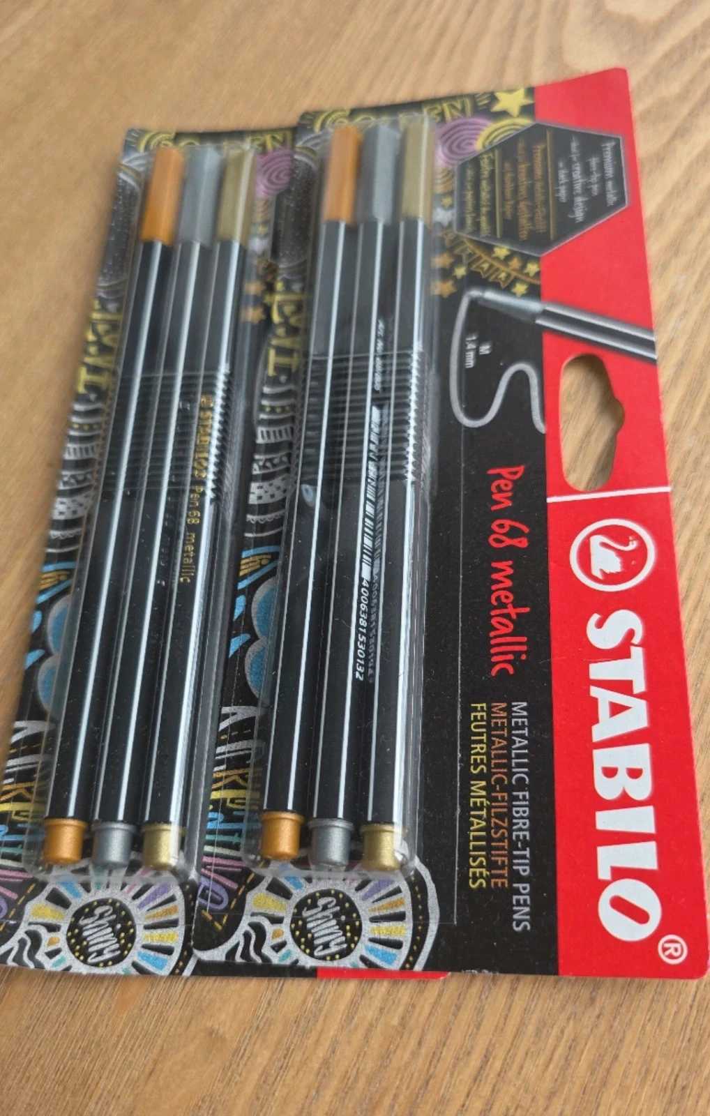 2 lots de 3 feutres métalliques Stabilo Pen 68
